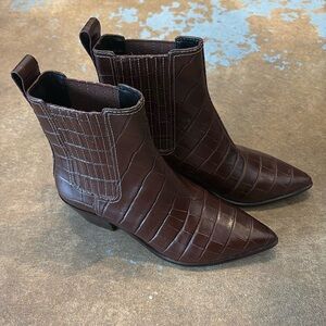 Loeffler Randall leather croc boot